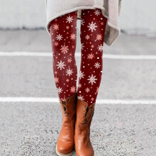 Piros hópehely mintás, bokáig érő poliészter spandex leggings nőknek, művészi mintás, puha és rugalmas, XXL – kompatibilis karácsonyi,