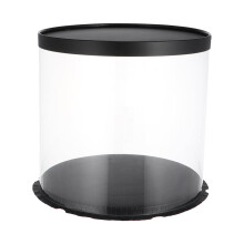 Boîte à gâteau noire en PET avec fenêtre transparente 26 x 26 x 27 cm