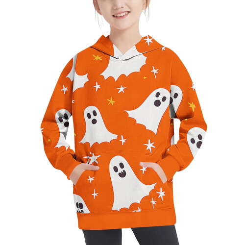 Παιδική μπλούζα με κουκούλα και στάμπα Halloween, oversized πουλόβερ για αγόρια και 1