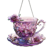 Europeisk stil lilla iris ettermiddagste kaffekopp akrylanheng - Europeisk stil ettermiddagste akryl kaffekopp anheng (anheng*1)