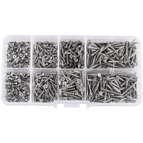 800 τεμάχια βίδες M2Assortment (με επίπεδη κεφαλή, φρεζαρισμένες, Phillips, με πλήρες