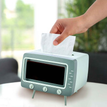CheAAlet Tissueboxhoes met telefoonhouder voor tissuebox in keuken, slaapkamer, kantoor, woonkamer of badkamer (19,4 * 14,6 * 16,0 cm) Groen