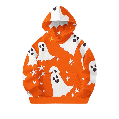 Παιδική μπλούζα με κουκούλα και στάμπα Halloween, oversized πουλόβερ για αγόρια και 2