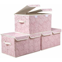 Large Fabric Storage Bin with Lid 45 x 30 x 30 cm 3-Pack
