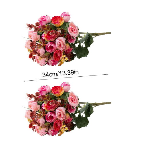 Conjunto de 2 botões de rosa artificiais – Plástico multicolorido 2