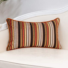 Housse de coussin en velours à rayures orange 50 x 50 cm