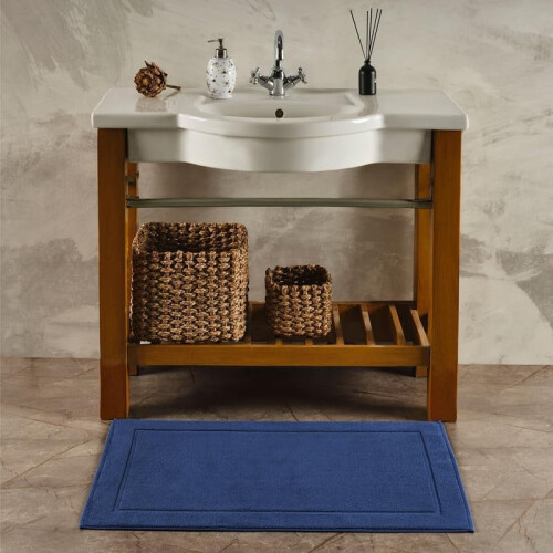 Πατάκια μπάνιου Royal Blue 21x34", συσκευασία των 2, 100% βαμβάκι με κλωστή Ring, σχέδιο με 1