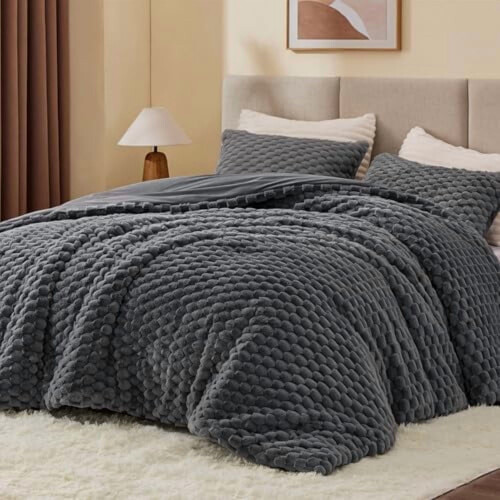 Grey Fleece Twin Comforter Set 2-Piece