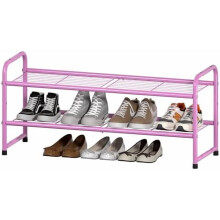 84 cm breed schoenenrek voor in de kast, 2-laags metalen schoenenorganizer, robuust, stapelbaar, roze