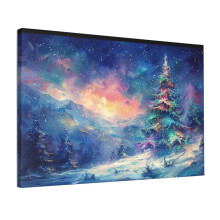 12x18in Frameless Canvas Art: Starry Night Christmas Tree – Café, Bedroom, Office Wall Decor, Modern Indoor Gift, Compatible with Standard Hangings