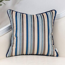 Blue Striped Velvet Pillow Cover, 20x20 Inch, Modern Bohemian Cushion Cover for Sofa, Bedroom, Living Room & Christmas Decor