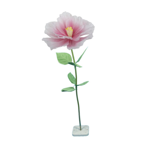Flor artificial rosa com 50 cm de diâmetro e haste de 140 cm. 1