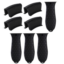 Worgeous 8Pcs Silicone Pot Handle Sleeve Heatproof for Cast Iron Woks Black