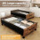 Unterbett-Schublade mit Rollen und transparentem Deckel, Schwarz 2
