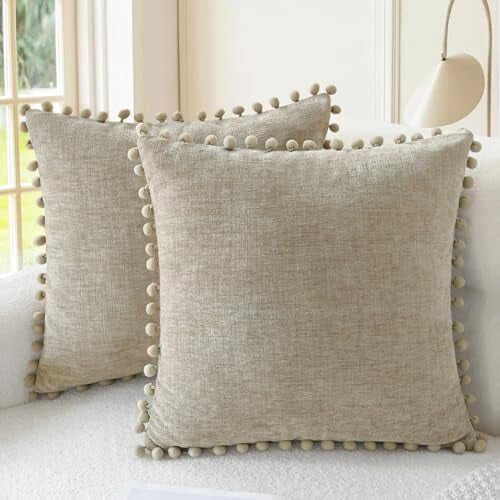 Μαξιλαροθήκες σε χρώμα Taupe Chenille, συσκευασία των 2 τεμαχίων, 16x16 ίντσες