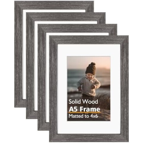 A5 picture frame set ash black wood acrylic 4 pack