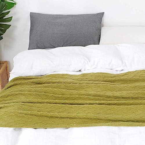 Olive Green Throw Blanket 50x60 Inches Throw Textured Solid Soft Sofa Couch Decorative Knit Blanket 1