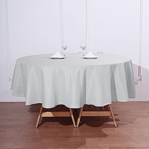 Weihnachtsfest 6-teiliges Set 90" silberne runde Polyester-Tischdecken Leinen 2