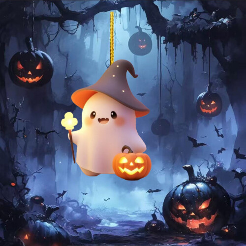 Στολίδι φαντάσματος για το Halloween, κρεμαστό διακοσμητικό 2D από ακρυλικό, 1 τεμάχιο 1