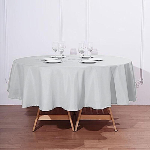 Weihnachtsfest 6-teiliges Set 90" silberne runde Polyester-Tischdecken Leinen 1