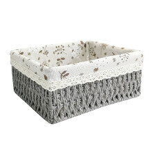 Handmade Storage Basket Wicker Baskets for Organizing Shelf Baskets Woven Decorative Home Storage Bins Gray
