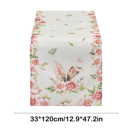 Rabbits Ear Theme Linen Tablecloth for Easter, Restaurant & Home Use – Printed Table Flag, Standard Dining Decor 2