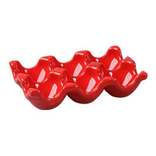 Bandeja de cerámica para media docena de huevos (1/2/3 unidades), con capacidad para 6 huevos, para encimera y refrigerador – Compatible con