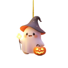Décoration fantôme d'Halloween, ornement suspendu en acrylique 2D, lot de 1
