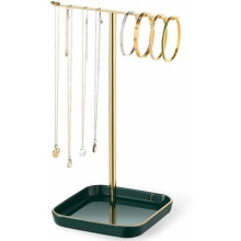 Soporte para joyas con base de cerámica: organizador de collares de 30 cm de altura, expositor con diseño de árbol para collares, pulseras y