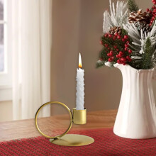 Candelabro escandinavo de hierro forjado dorado - Portavelas de metal de doble cabezal en forma de U para mesa de comedor, decoración minimalista
