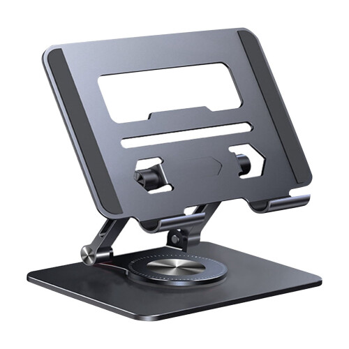 Suporte para tablet de 12,9 polegadas em liga de alumínio | Suporte de mesa giratório 360 e com altura ajustável para celulares e tablets 1
