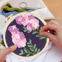 Coarse Yarn Poke Embroidery DIY Craft Kit, Flower Series Style Poke Needle Art Material Package, Creative Hobby Project for Home, Gift, Relaxation