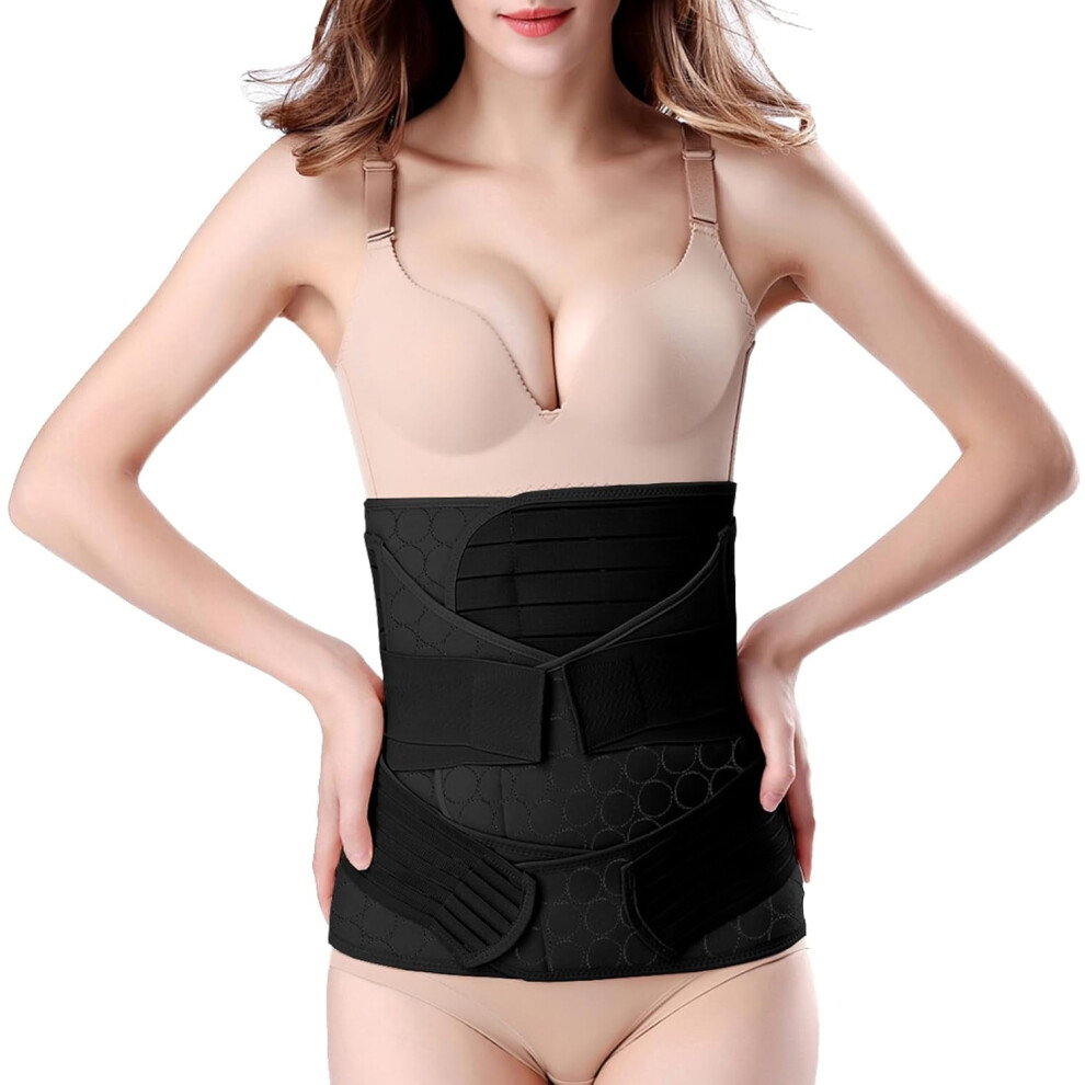 3 In 1 Postpartum Belly Wrap - Recovery Belly/Waist/Pelvis Belt Postpartum Belly Band, Xl Black