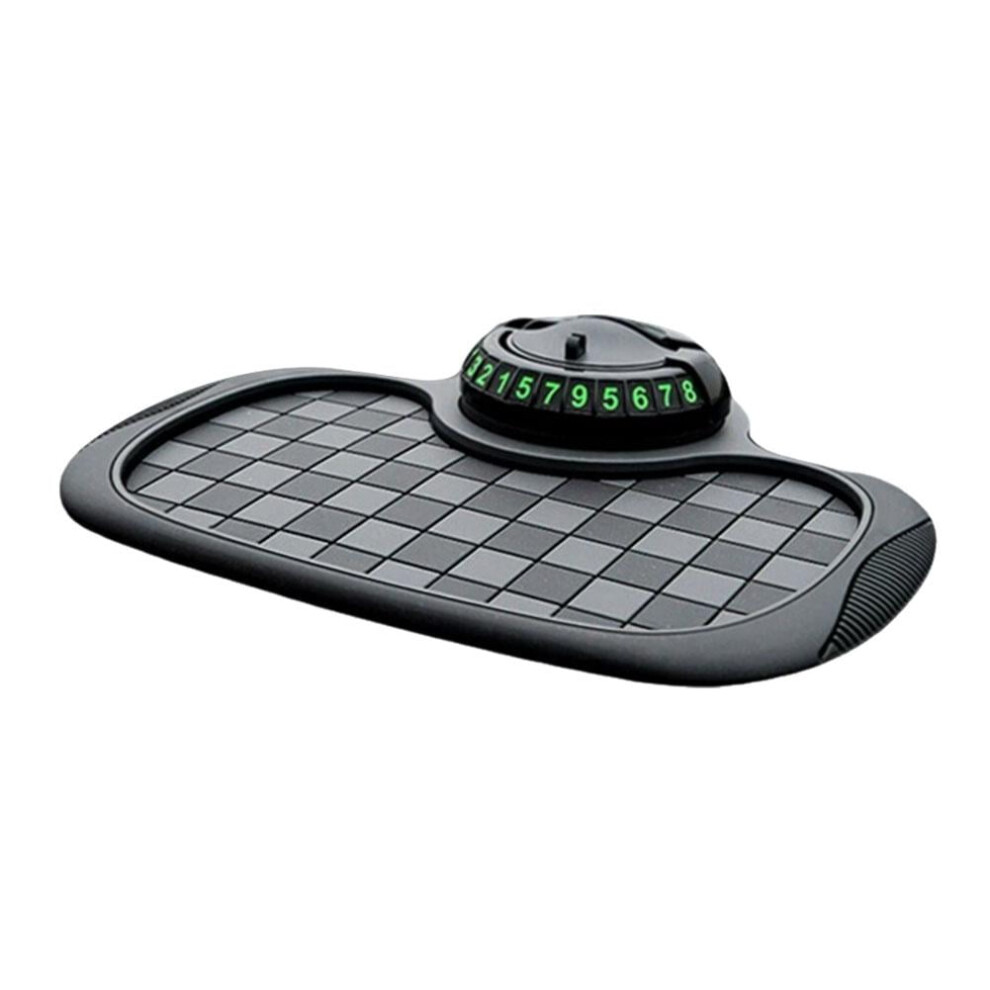 Multifunction Car Anti-Slip Mat With Phone Holder & Parking Number Plate Holder Dashboard Mat Black/Brown 9353595293939