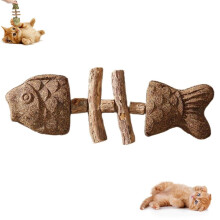 Wooden Fish Bone Cat Toy with Catnip 1 piece