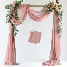 Dusty Rose gjennomsiktig chiffon draperingsstoff til bryllupsbuen, 2 paneler (28,7" x 20FT), til seremoni, fest, utdrikningslag, utendørsdekorasjon