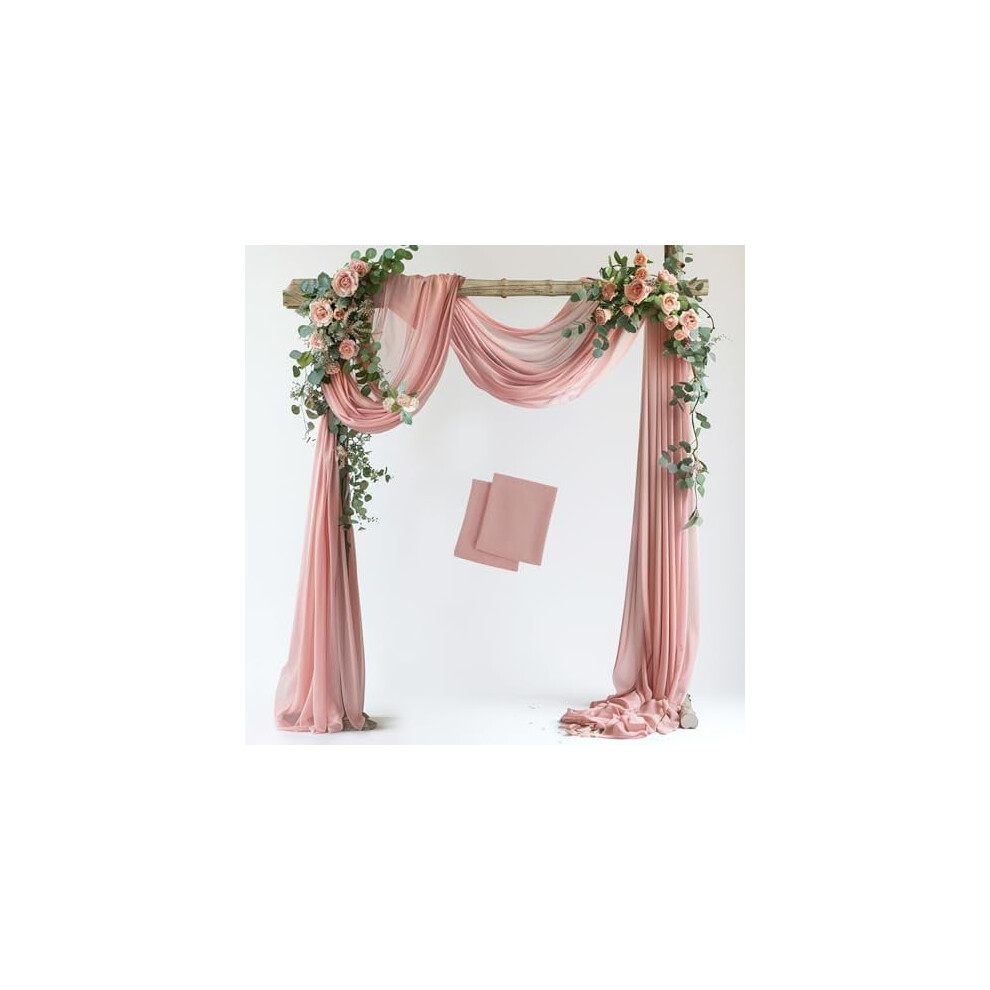 Dusty Rose Sheer Chiffon Wedding Arch Draping Fabric, 2 Panels (28.7" X 20Ft), For Ceremony, Party, Bridal Shower, Outdoor Decoration 9353595294394