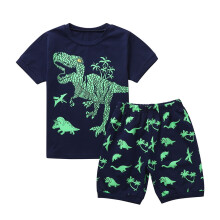 Småbarn Pojke Flickas Sommarkläder Set Set Tryck Dinosaur Pyjamas Shorts Pojkar Toppar Byxor Barn Nattkläder Pojkar Outfits & Set
