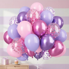 Ballons en latex roses et violets de 30 cm (12 pouces), lot de 50