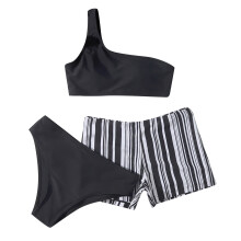 Traje de baño sin mangas con estampado para niñas pequeñas y bebés, ideal para primavera y verano, vacaciones en la playa, bikini de 3 piezas,
