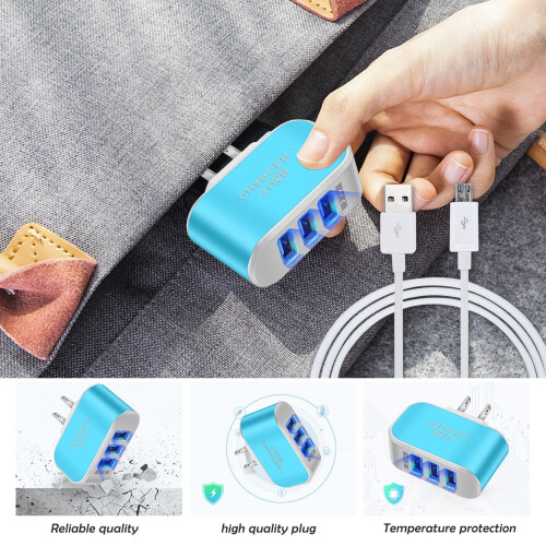 Încărcător USB Candy cu LED, compatibil cu cablul de date Android, cu cablu ascuns pentru priză de perete 1