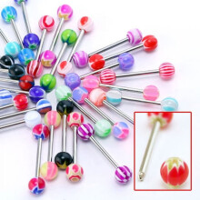 AOKID Tongue Ring,30 Pcs Multicolor Tounge Rings Bars 316L Surgical Steel Barbell Body Piercing Jewelry