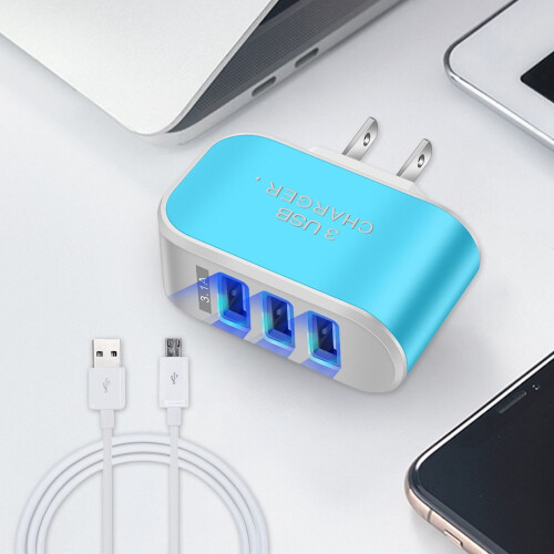 Încărcător USB Candy cu LED, compatibil cu cablul de date Android, cu cablu ascuns pentru priză de perete 2