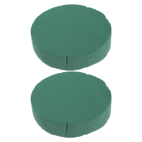 FRCOLOR2Pcs Στρογγυλά Λουλουδάτα Μπλοκ Αφρού με Λαιμόκοψη σε Πράσινο Χρώμα