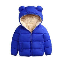Toddler Kids Baby Boys Girls Winter Warm Solid Coats Bear Ears Hooded Padded Jacket Outwear For 12-18 Months