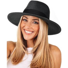 Chapéu Panamá Fedora de Palha com Aba Larga para Homens e Mulheres, Ideal para o Verão na Praia, com Proteção UV.