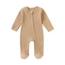 lulshou Baby-Einteiler für Jungen und Mädchen, modisch, einfarbig, Freizeit-Baumwoll-Krabbelanzug, Langarm-Overall mit Reißverschluss, Schlafanzug