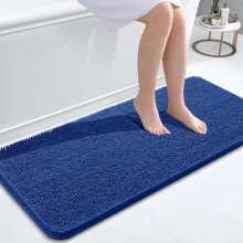 Tapetes de banheiro 47x20, tapetes de chenille extra macios e absorventes com base de borracha, secagem rápida e laváveis à máquina, azul royal