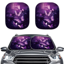Butterfly Print Foldable 2-Piece Car Sun Shade – Blocks UV & Heat, Soft Interior Accessory, Compatible with Universal Vehicles