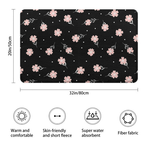 Χαλί μπάνιου Pioneer Flower Floral, αντιολισθητικό χαλάκι μικροϊνών με λαστιχένια 2